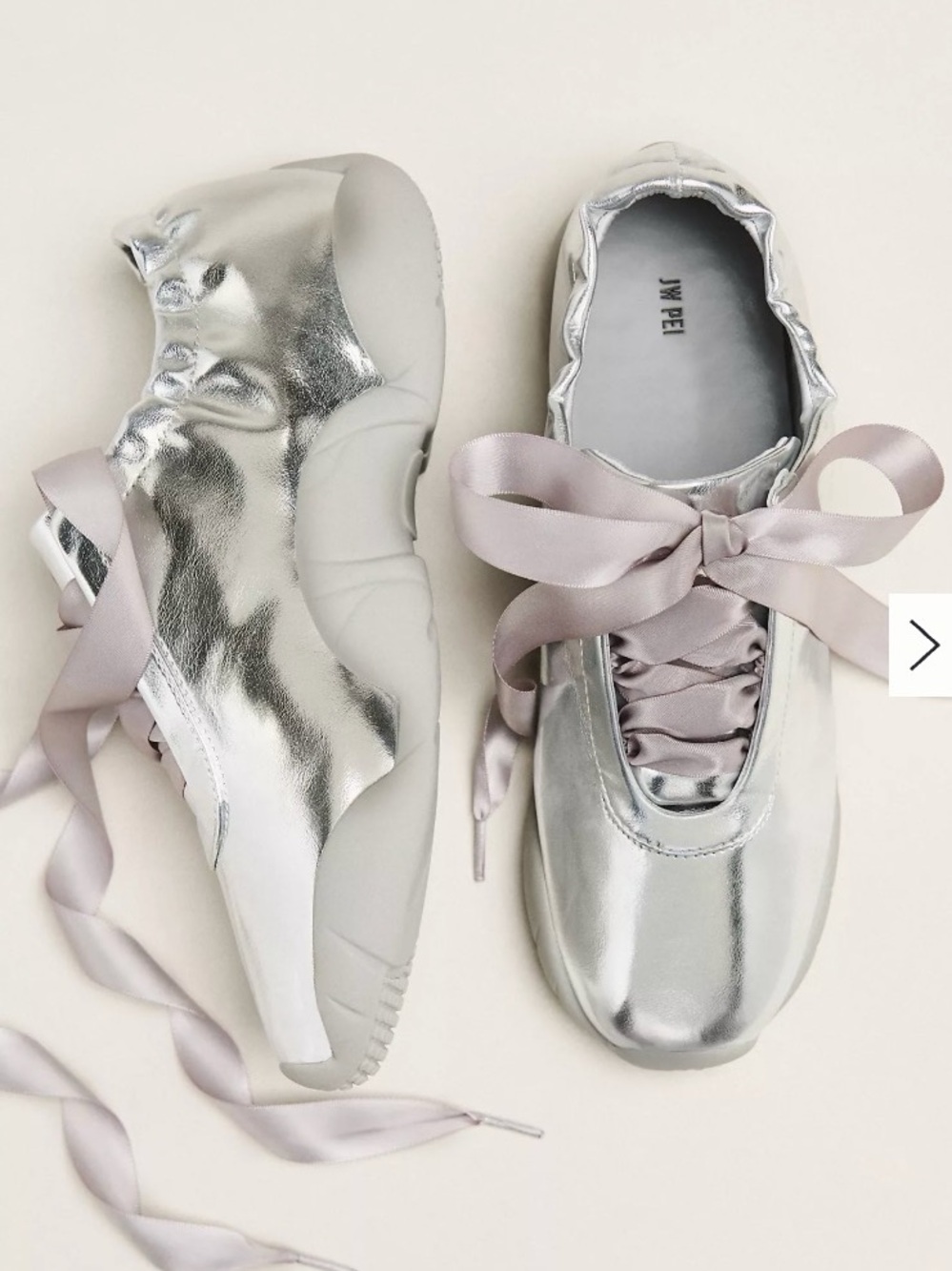 JW Pei Flavia Lace-up Silver Ballerina Sneakers, women’s size EU 38 - Picture 3 of 6